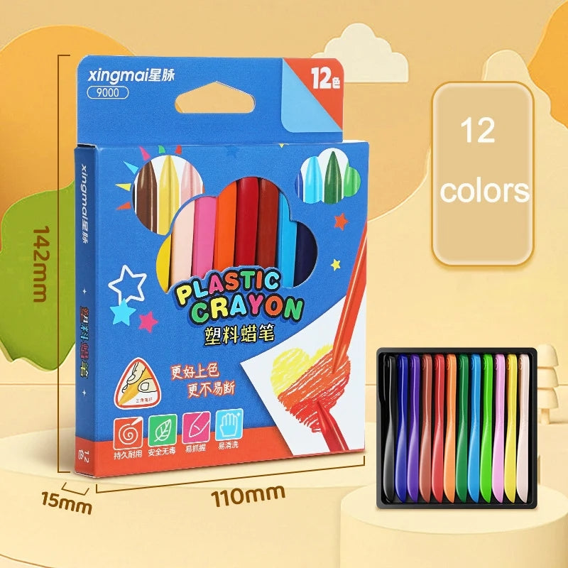 12 Piece Color Triangular Crayons Unbreakable