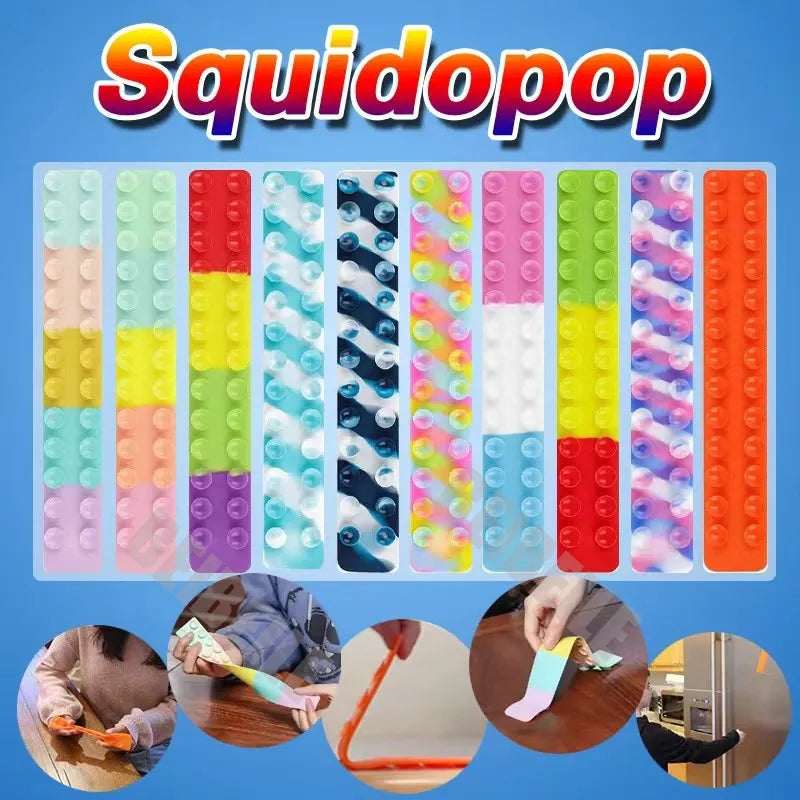 Suction Cup Squidpop Fidget Toy Square Pat Silicone Sheet Mix Rendom 