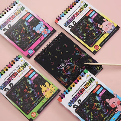 Magic Scratch Painting Notes Rainbow With Wooden Pencil