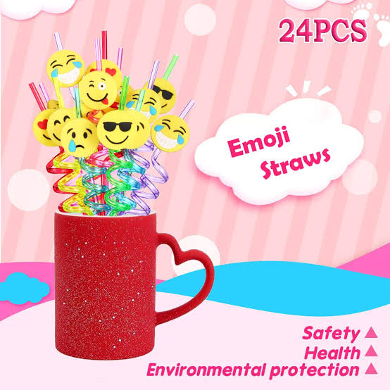 Pack of 4 Straw  different emojis