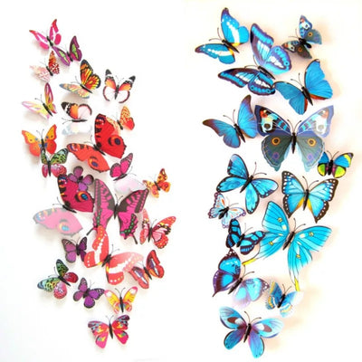 New 12 pcs set 3D Double Layer butterfly Wall Sticker