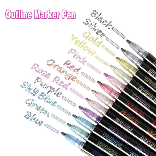 WS1250.54Copy of 12 Piece Color Double Line Outline Art Marker 