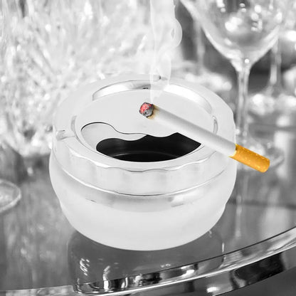 Windproof Round Stainless Steel Cigarette Lidded Ashtray