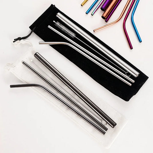 Steel straw set