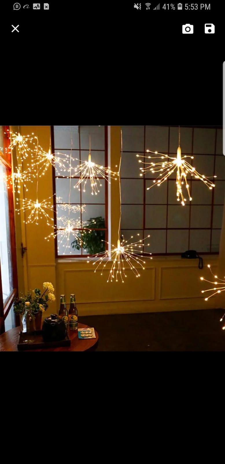 Outdoor Firework Light 120 LED Starburst Light Battery Operated Remote Hanging Fairy Light Garland