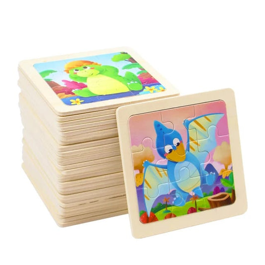 Nine Piece Wooden Cartoon  Puzzle Toy