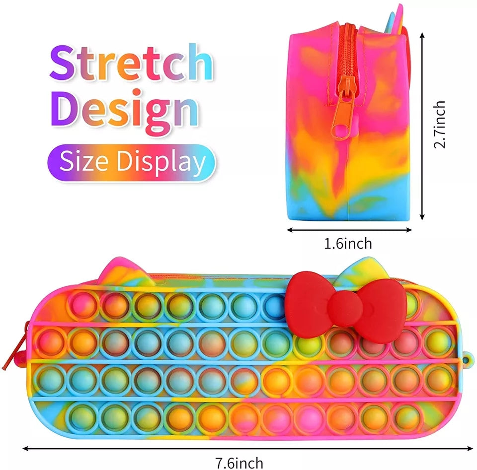 Popit Pencil Case Fidget Pencil Cases Sensory Slicone Bubble Toy