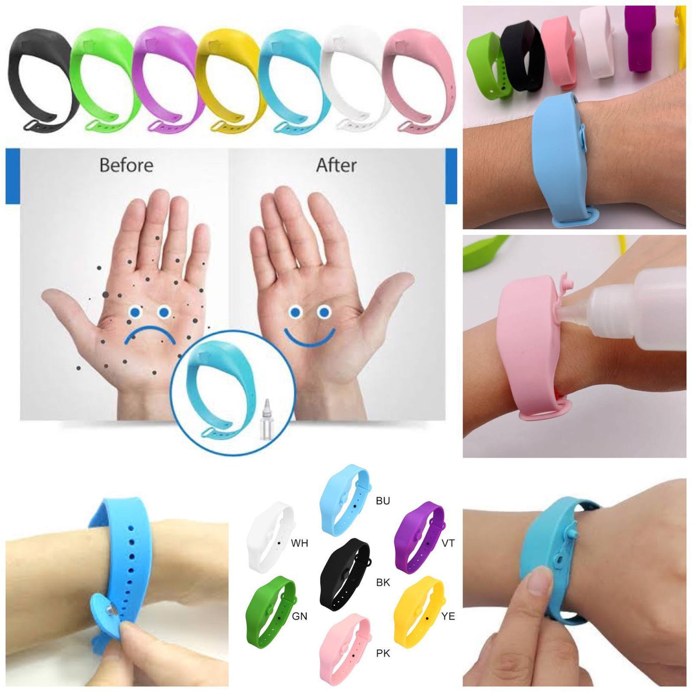 Hand Sanitizer Band With Bottle Mix Rendom