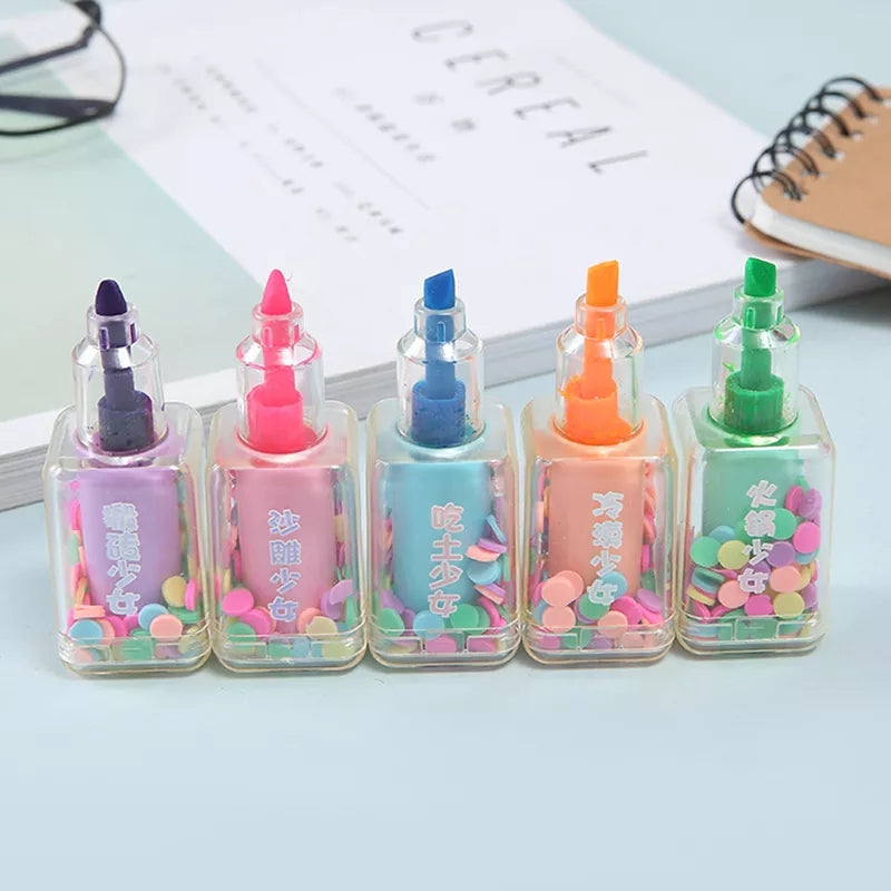 WS90.54Cute Nail Polish Bottle Mini Highlighter Pen