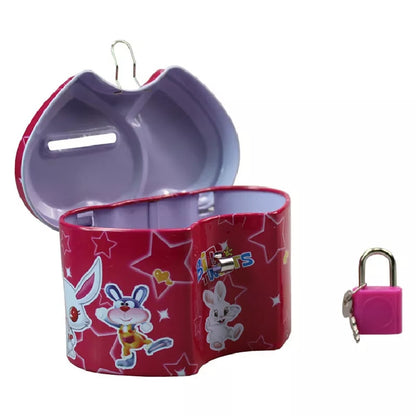 Cute Cartoon Piggi Bank Safe Money Box With Lock Key