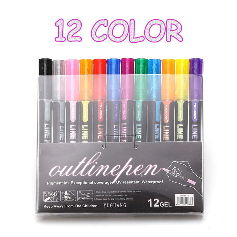 SINGLE Piece Color Double Line Outline Art Marker 