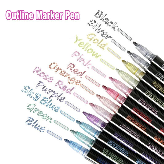 SINGLE Piece Color Double Line Outline Art Marker 