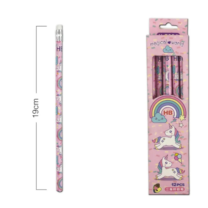 Unicorn pencils with eraser pack of 12